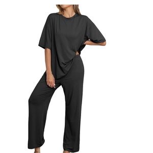 2 Piece Wide Leg Lounge Set with Pockets  Size 2XL